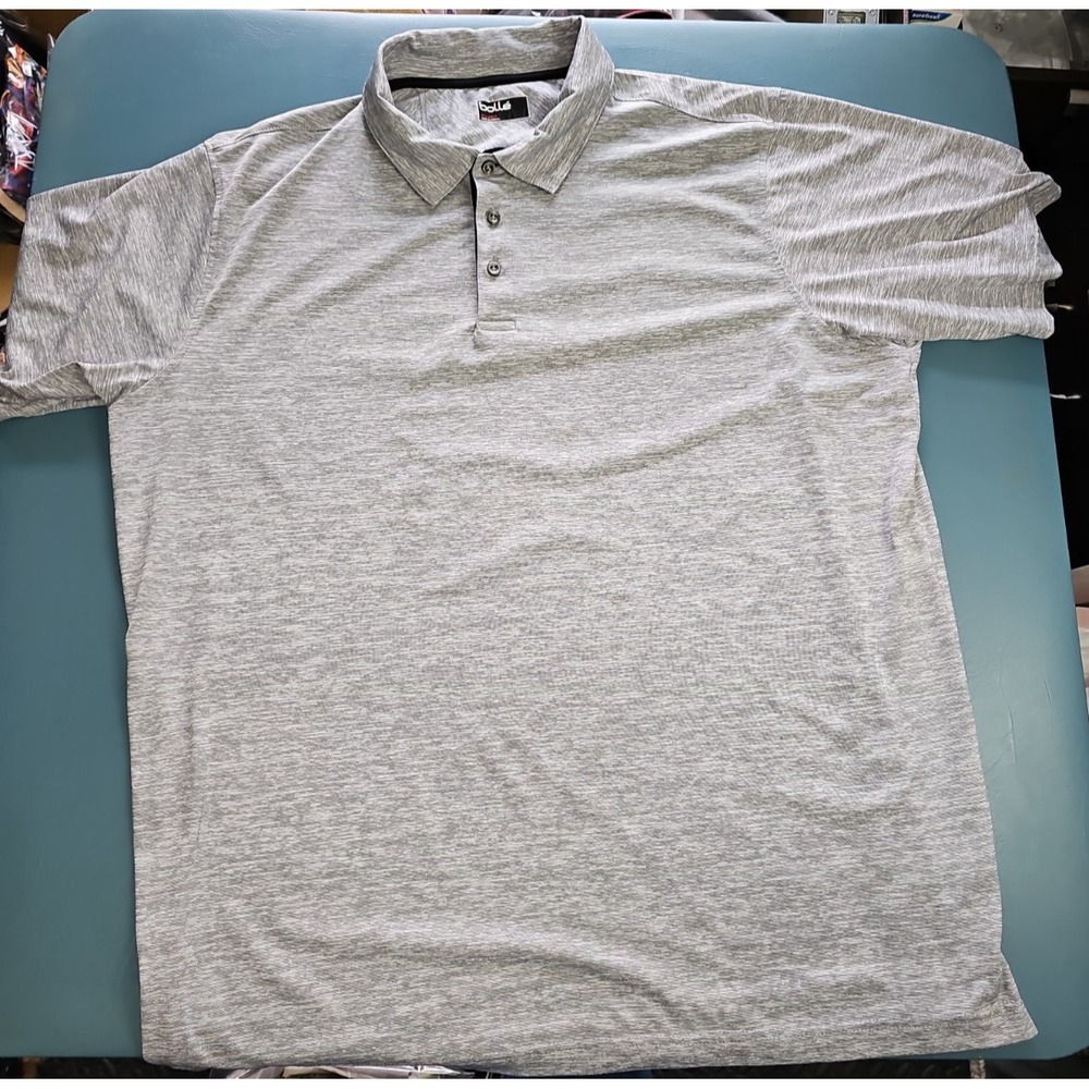 Bolle Mens XXL Gray Heather Performance Golf Polo Shirt Short Sleeve 2XL